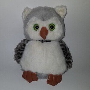 Gray Owl Plush Stuffed Animal Toy Lovey 9" Bird Green Eyes Bowtie Soft Things